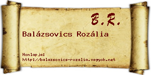 Balázsovics Rozália névjegykártya